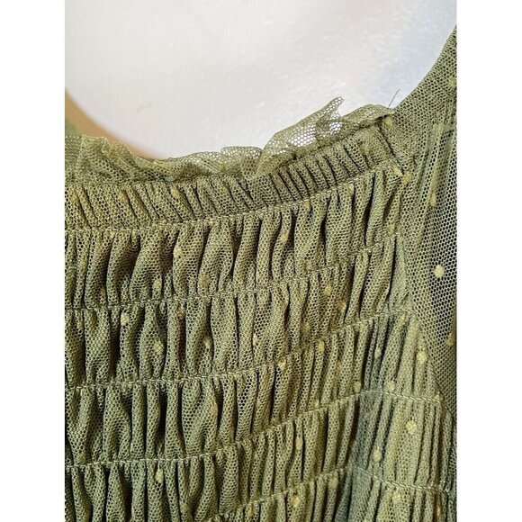 Torrid Polka Dot Top Milkmaid 4X Green Mesh Metallic Fairy Whimsical Boho Hippie - Picture 4 of 12